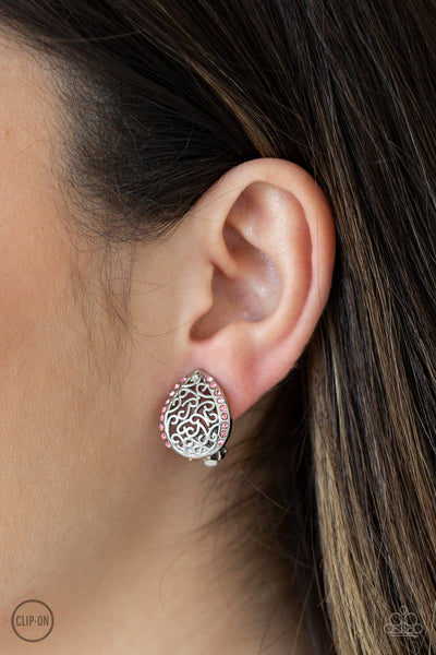 Garden Date - Pink earrings clip-ons