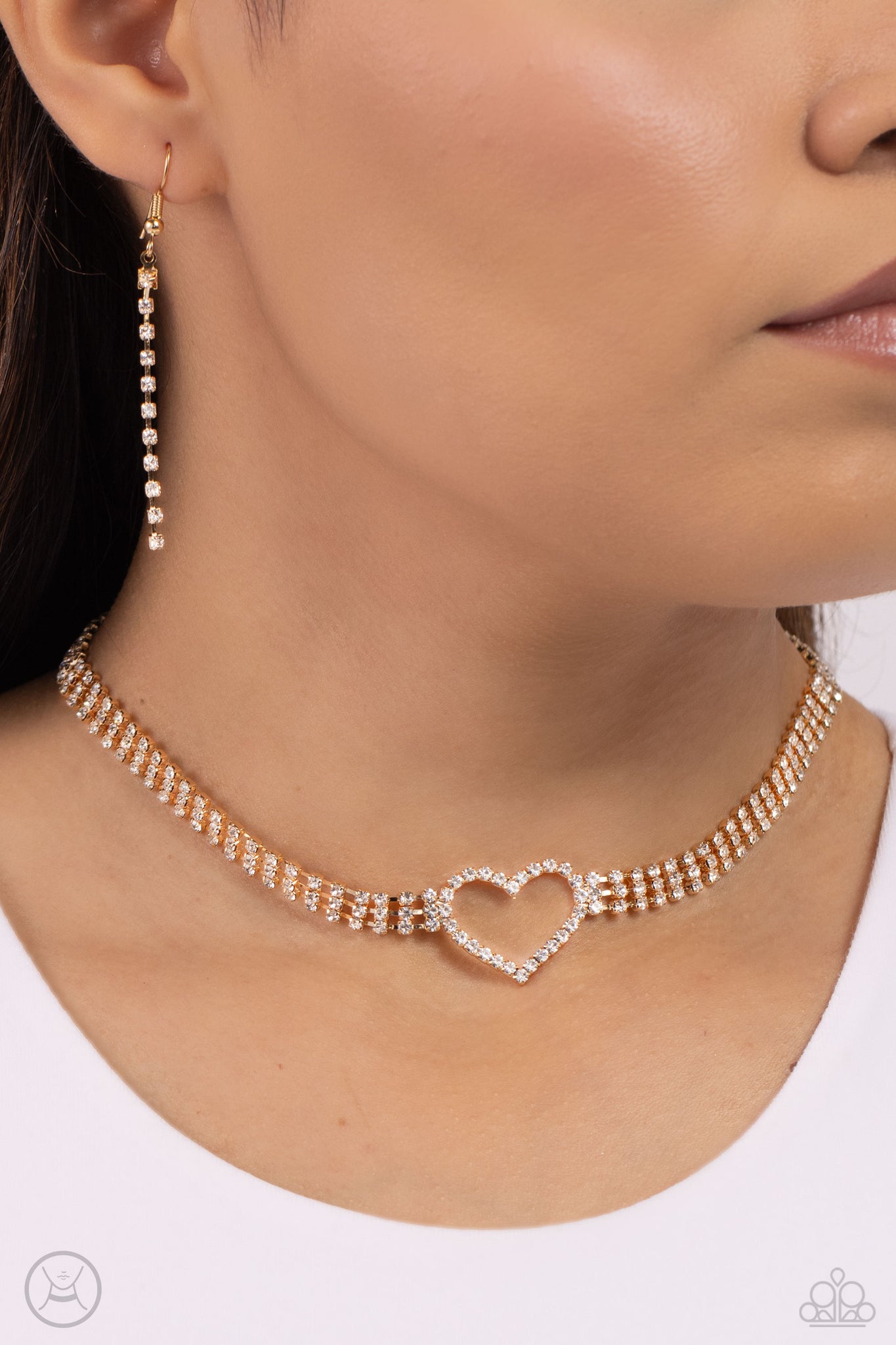 Rows of Romance - Gold Necklace Heart