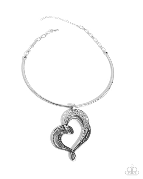 Concentric Courtship - Silver Necklace Heart