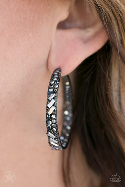 GLITZY By Association - Black blockbuster earrings