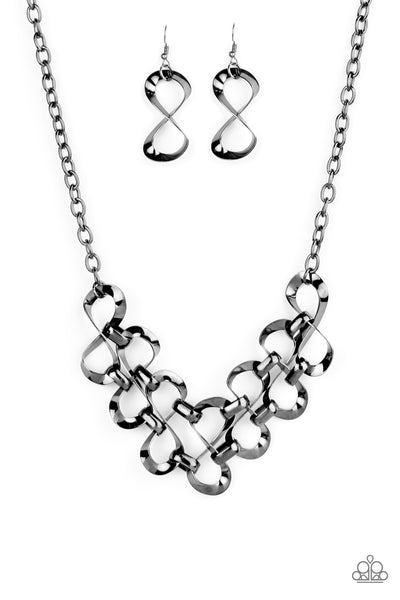 Work, Play, and Slay - Black gunmetal necklace