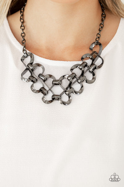 Work, Play, and Slay - Black gunmetal necklace