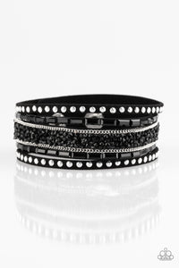 Rhinestone Rocker - Black urban bracelet