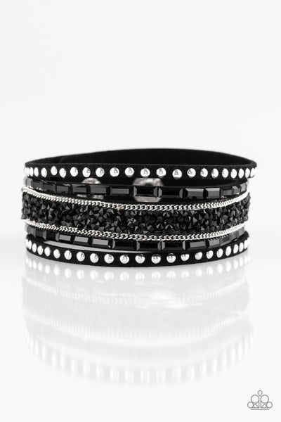 Rhinestone Rocker - Black urban bracelet