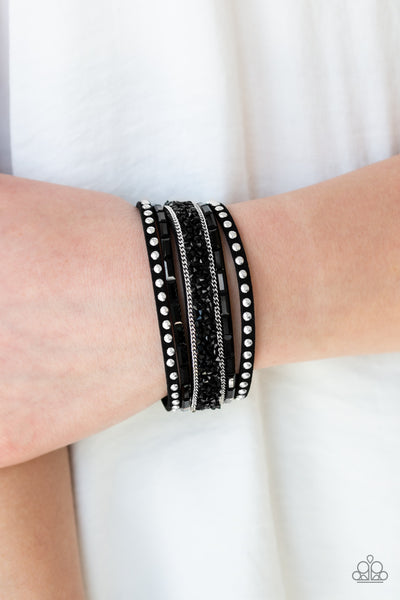 Rhinestone Rocker - Black urban bracelet