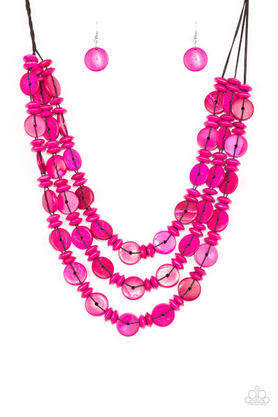 Barbados Bopper - Pink Necklace Wooden