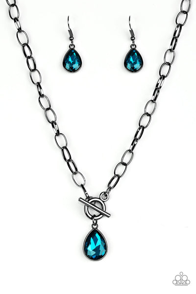 So Sorority - Blue Necklace gunmetal