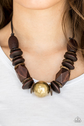 Grand Turks Getaway - Brass Necklace Wooden