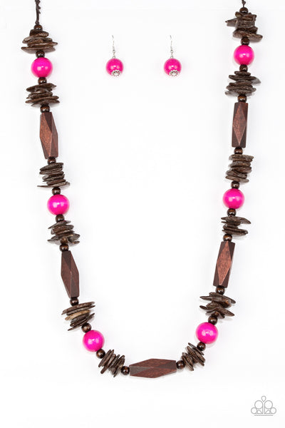 Cozumel Coast - Pink Necklace Wooden