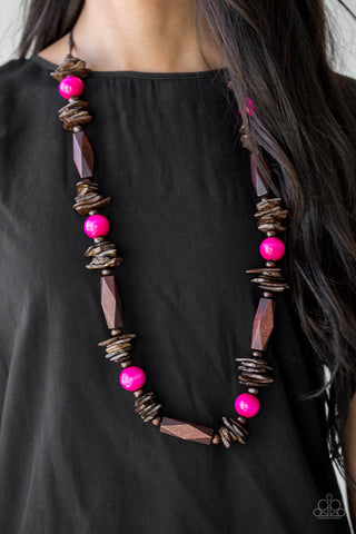 Cozumel Coast - Pink Necklace Wooden