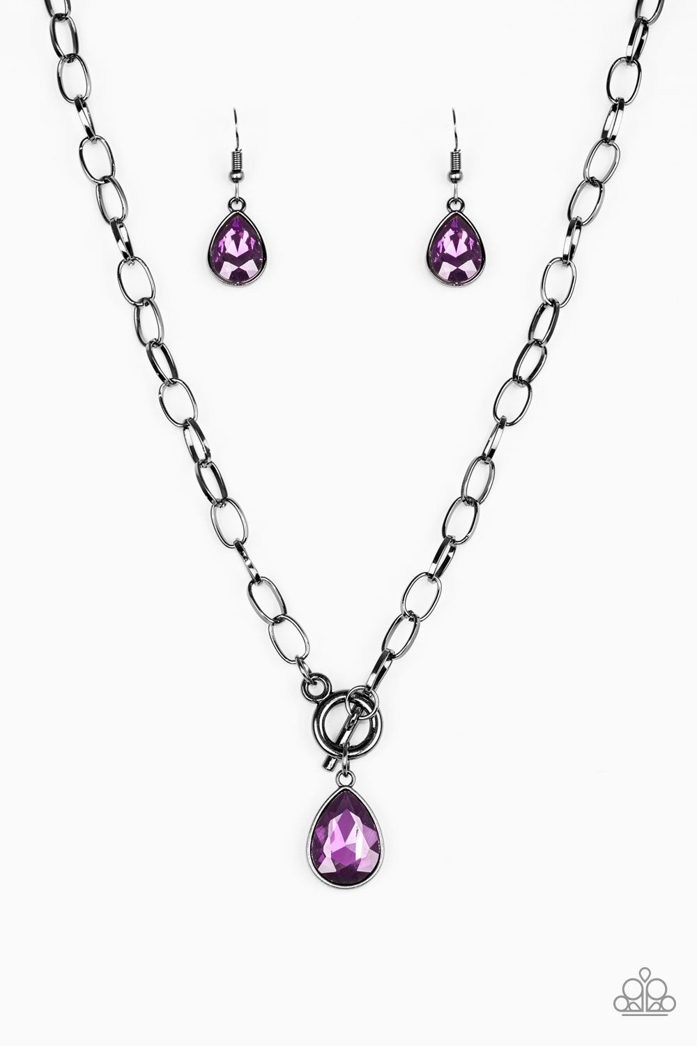 So Sorority - Purple Gunmetal Necklace