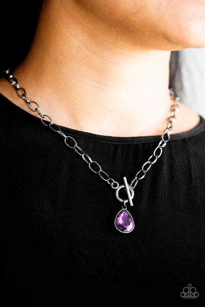 So Sorority - Purple Gunmetal Necklace