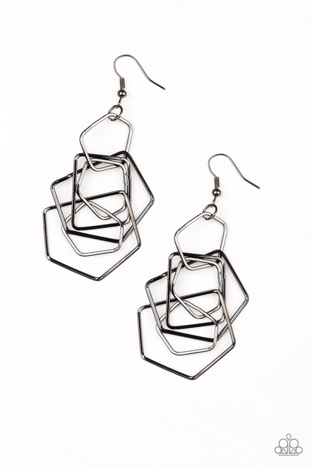 Five-Sided Fabulous - Black gunmetal earrings