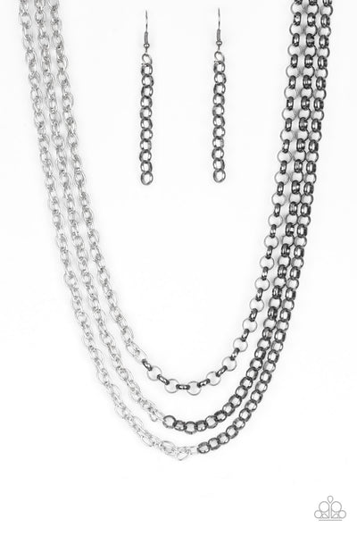 Metro Madness - Black gunmetal silver necklace