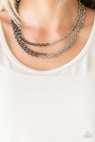 Metro Madness - Black gunmetal silver necklace