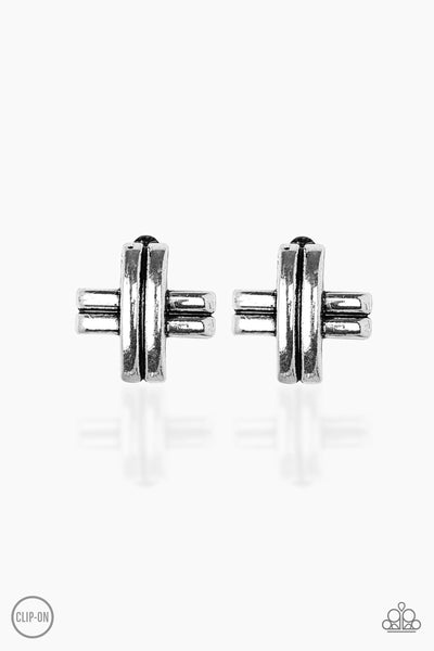 Couture Crossover - Silver earrings clip-ons