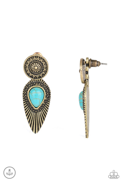 Fly Into the Sun - Brass blue earrings