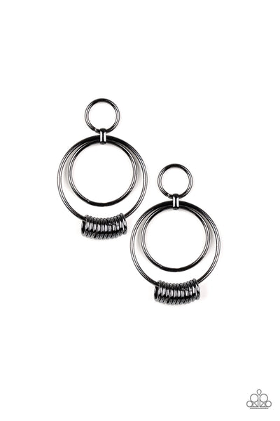 Retro Revolution - Black gunmetal earrings