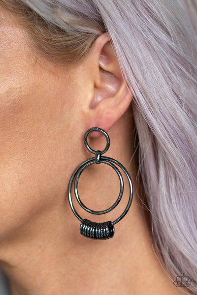 Retro Revolution - Black gunmetal earrings