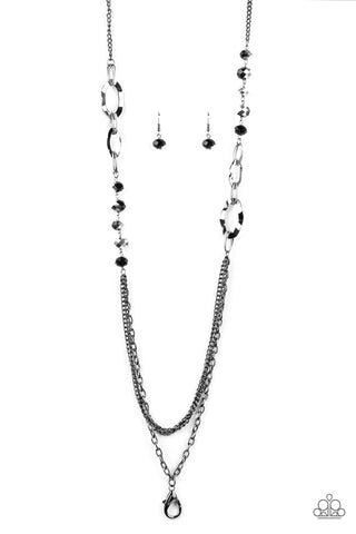 Modern Girl Glam - Black gunmetal  necklace lanyard