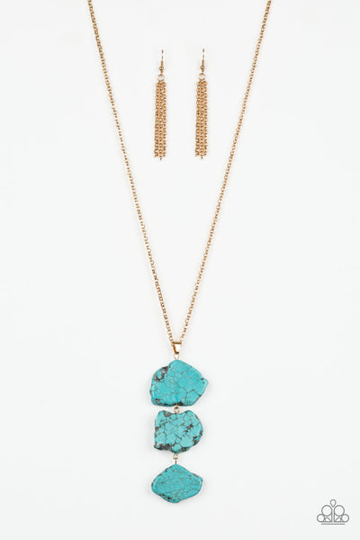 On The ROAM Again - Gold Necklace Blue