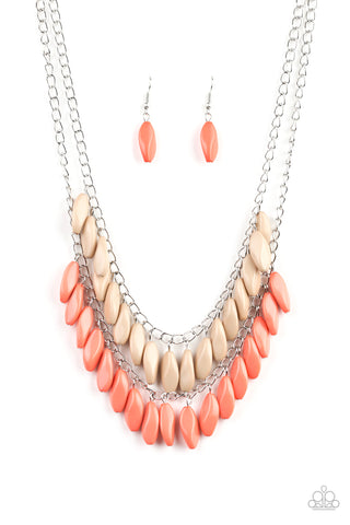 Beaded Boardwalk - Orange Necklace