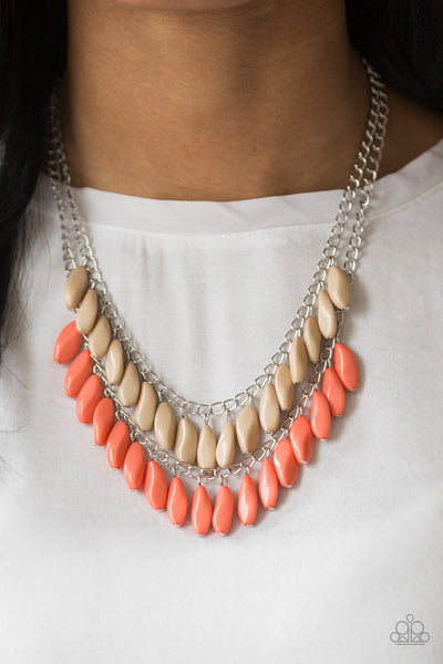 Beaded Boardwalk - Orange necklace