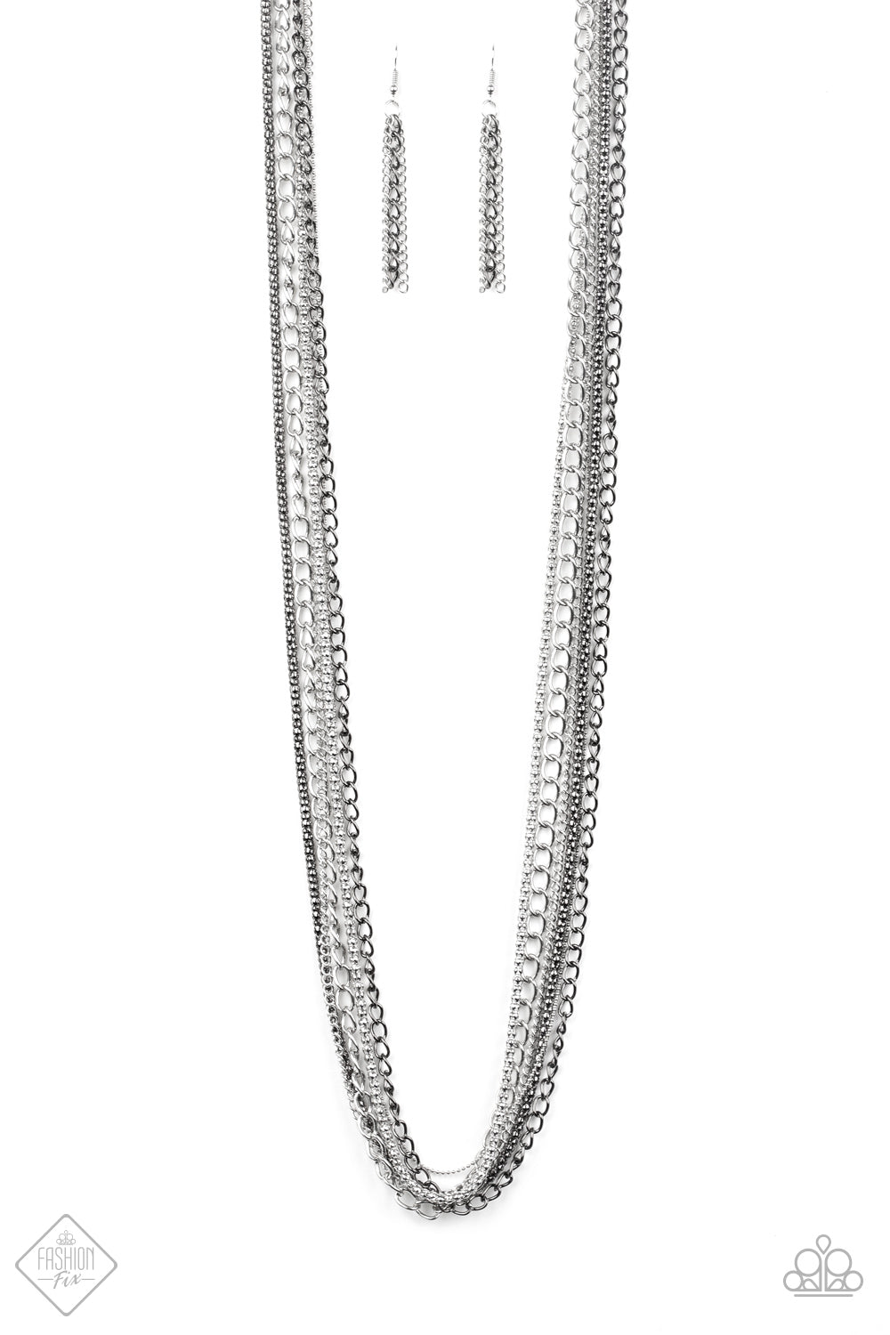 Turn Up The Mix silver black gunmetal necklace