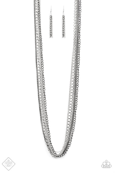 Turn Up The Mix silver black gunmetal necklace