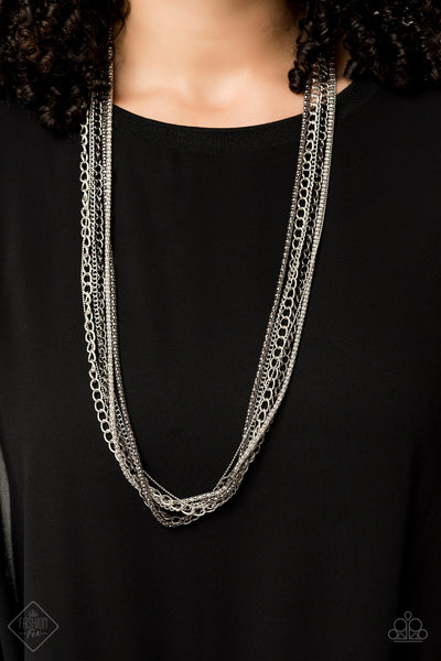 Turn Up The Mix silver black gunmetal necklace