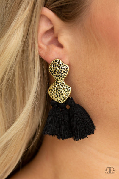 Tenacious Tassel - Black Earrings