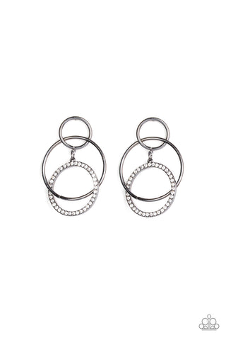 Metro Bliss - Black gunmetal hoop earrings