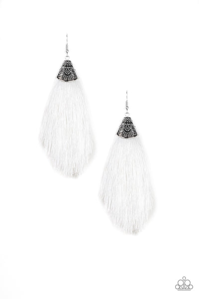 Tassel Temptress - White earrings