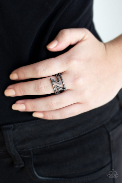 5th Avenue Flash - Black  gunmetal rings