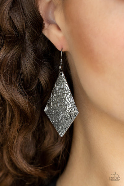 Texture Retreat - Black gunmetal earrings