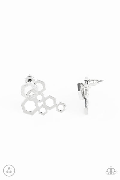 Six-Sided Shimmer - Silver earrings