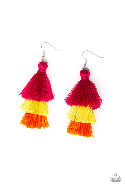 Hold On To Your Tassel! - Multi Earrings Pink, Yellow, orange