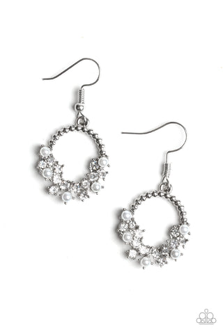 Refined Razzle - White earrings