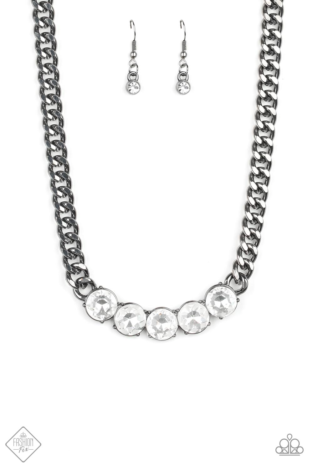 Rhinestone Renegade black gunmetal fashion fix necklace