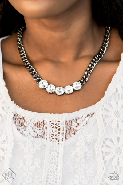 Rhinestone Renegade black gunmetal fashion fix necklace