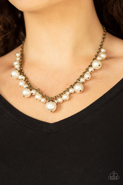 Uptown Pearls - Brass necklace