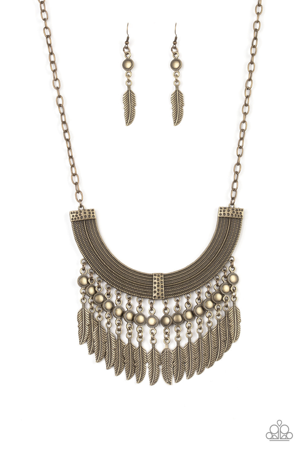 Fierce in Feathers - Brass Necklace