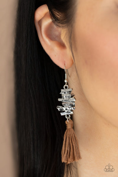 Tiki Tassel - Brown earrings