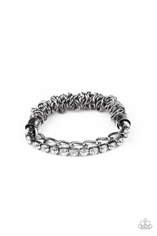 Glamour Grid - Black gunmetal bracelet