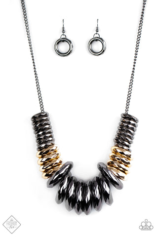 Haute Hardware - Multi gunmetal/gold necklace