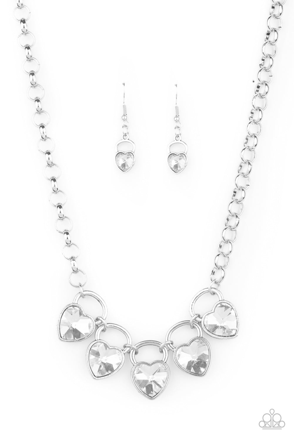 HEART On Your Heels - White Necklace LOP Heart