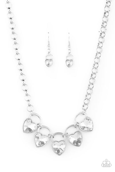 HEART On Your Heels - White Necklace LOP Heart