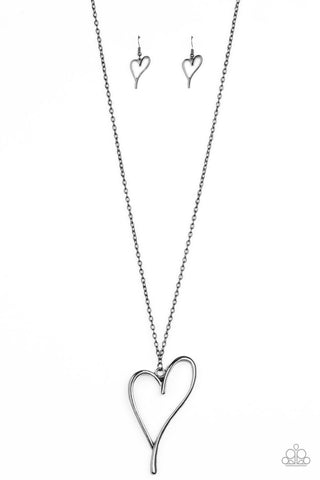 HEARTS So Good - Black Necklace Gunmetal Heart