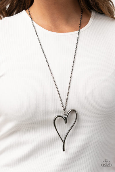 HEARTS So Good - Black Necklace Gunmetal Heart