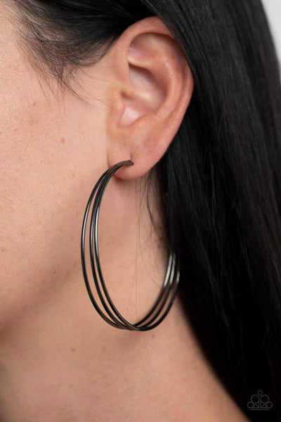 Rimmed Radiance - Black Gunmetal Earrings